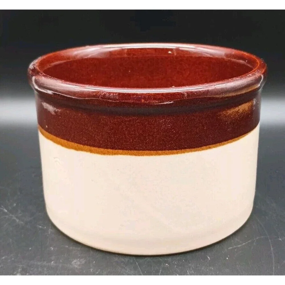 Roseville Stoneware Pottery Crock R.R.P Co. Cream Brown 4-1/4